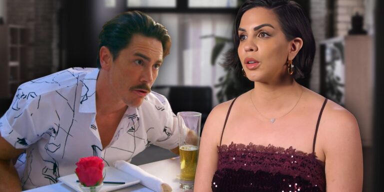 tom sandoval katie maloney vanderpump rules tom at restaurant with rose, katie in burgundy dress