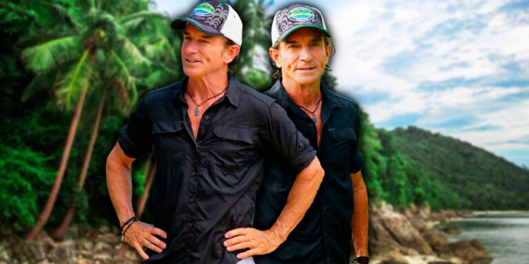 Survivor montage of jeff probst with Fiji background two images of Jeff