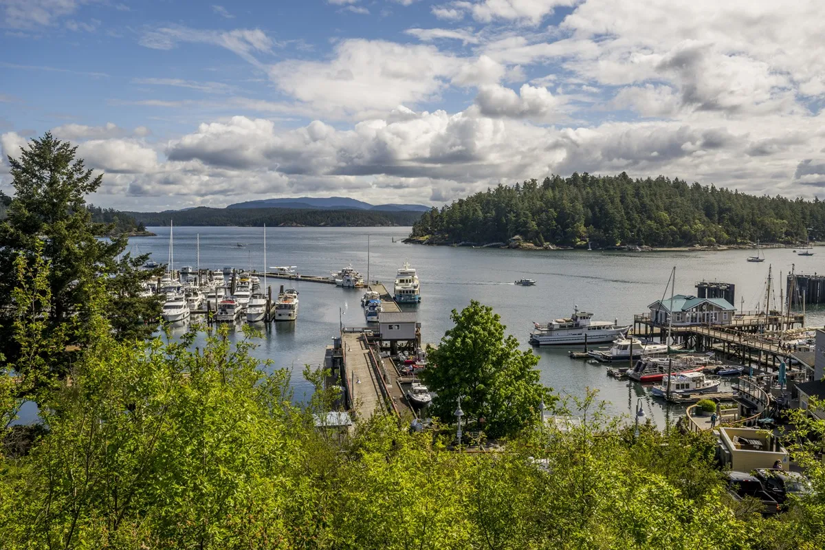  Vue de la Marina dans le port de vendredi sur l'île de San Juan, État de Washington, États-Unis